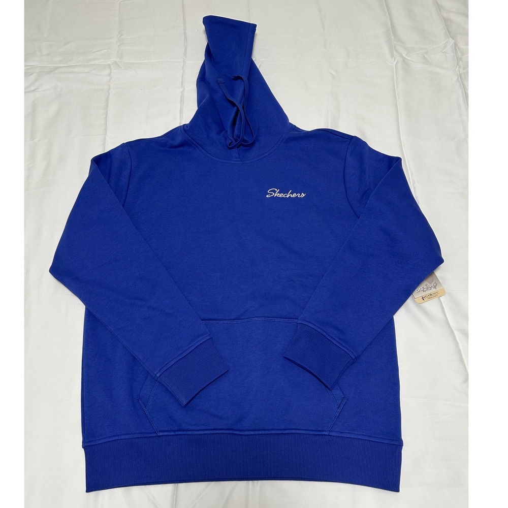 Skechers GO Lounge Mens Signature Pullover Long Sleeve Hoodie Blue Size L New